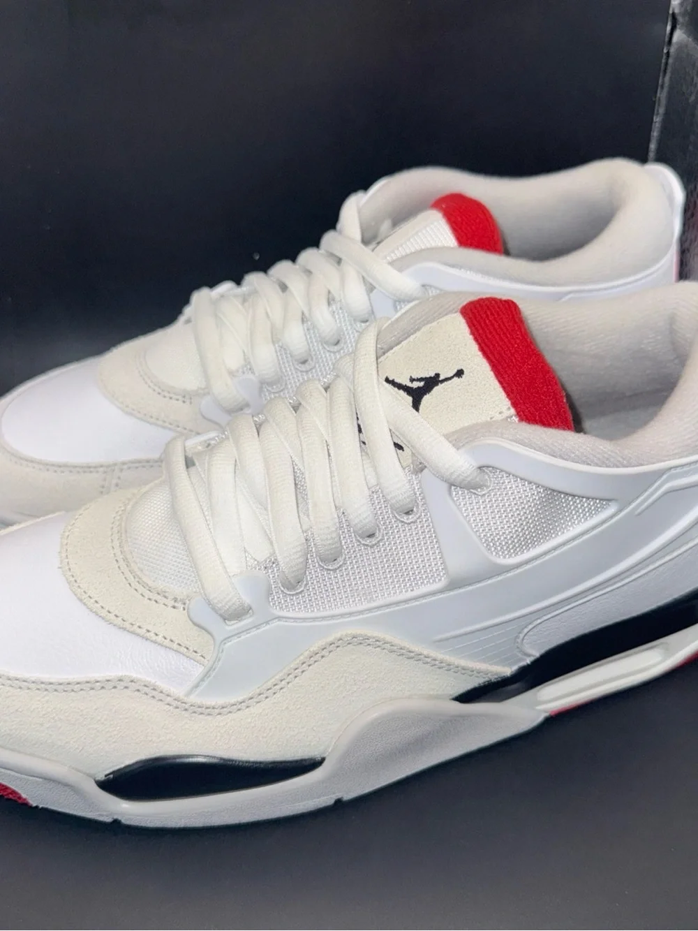 Size 9.5 - Air Jordan 4 RM White Fire Red, FQ7939-102, New Without Box Condition